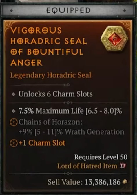 Vigorous Horadric Seal of Bountiful Anger